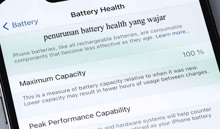 penurunan battery health yang wajar