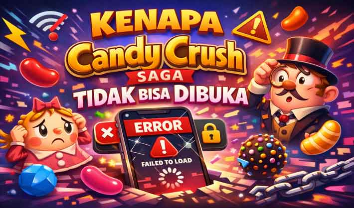 Candy Crush Saga tidak bisa dibuka di HP Android mengalami error loading dan crash aplikasi